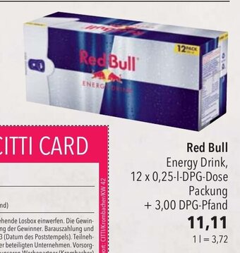 CITTI Markt Red Bull Energy Drink, 12 x 0,25-L Angebot