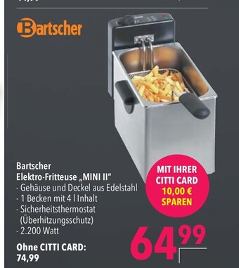 CITTI Markt Bartscher Elektro-Fritteuse ,,MINI II" Angebot