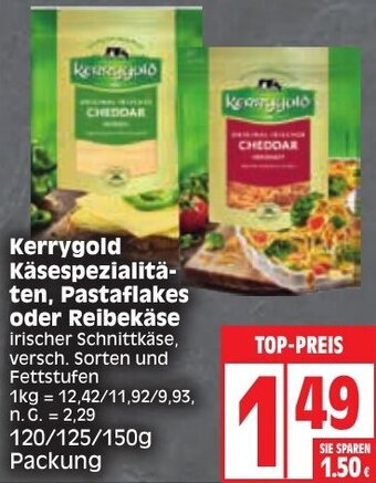 Edeka Kerrygold Käsespezialitäten, Pastaflakes oder Reibekäse 120/125/150 g Packung Angebot