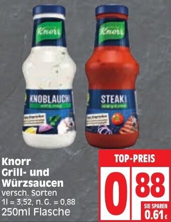 Edeka Knorr Grill und Würzsaucen 250ml Flasche Angebot