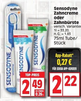 Edeka Sensodyne Zahncreme oder Zahnbürste 75ml Tube/Stück Angebot