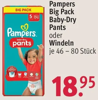 Rossmann Pampers Big Pack Baby-Dry Pants oder Windeln 46 - 80 Stück Angebot