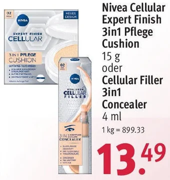 Rossmann Nivea Cellular Expert Finish 3in1 Pflege Cushion 15 g oder Cellular Filler 3in1 Concealer 4 ml Angebot