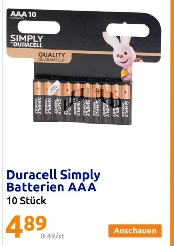 Action Duracell Simply Batterien AAA 10 Stück Angebot