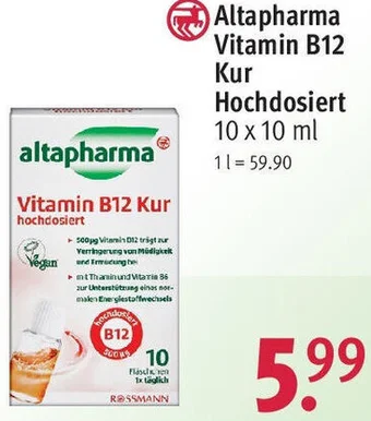 Rossmann Altapharma Vitamin B12 Kur Hochdosiert 10 x 10 ml Angebot