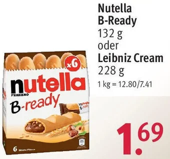 Rossmann Nutella B-Ready 132 g oder Leibniz Cream 228 g Angebot