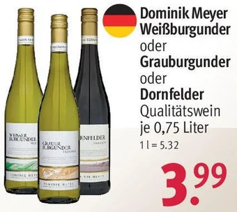 Rossmann Dominik Meyer Weißburgunder oder Grauburgunder oder Dornfelder 0,75 Liter Angebot