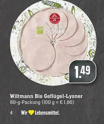 Edeka Wiltmann Bio Geflügel-lyoner Angebot