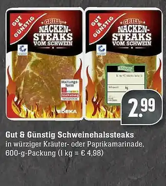 Edeka Gut & Günstig Schweinehalssteaks Angebot