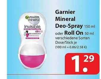 Famila Nord Ost Garnier Mineral Deo-spray Oder Roll On Angebot