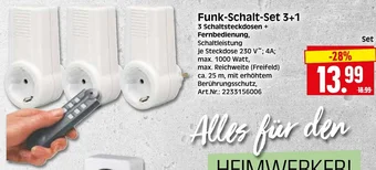 Herkules Baumarkt Funk-Schalt-Set 3+1 3 Schaltsteckdosen + Fernbedienung Angebot