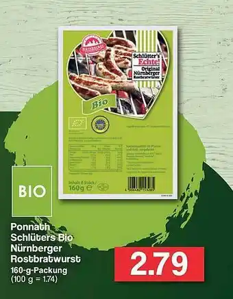 Famila Nord West Ponnath Schlüters Bio Nürnberger Rostbratwurst Angebot