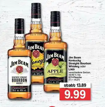 Famila Nord West Jim Bean Kentucky Straight Bourgon Whiskey Oder Likör Angebot