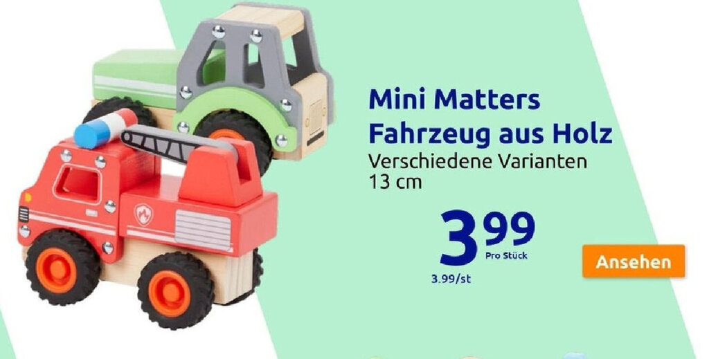 Mini Matters Toys Fahrzeug aus Holz Angebot bei Action
