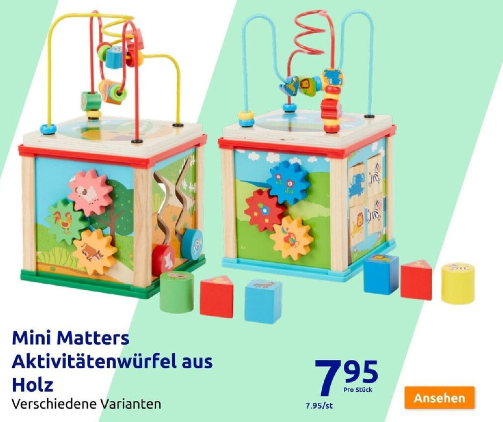 Mini Matters Toys Aktivitätenwürfel aus Holz Angebot bei Action