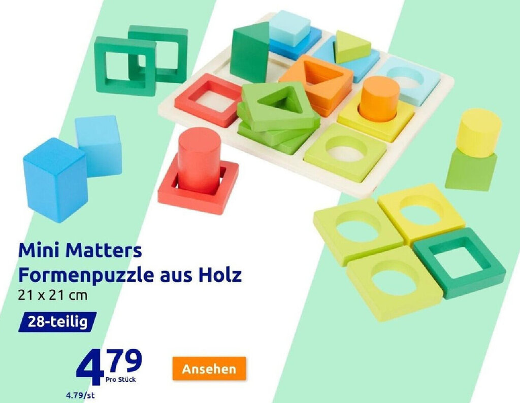 Mini Matters Toys Formenpuzzle aus Holz Angebot bei Action