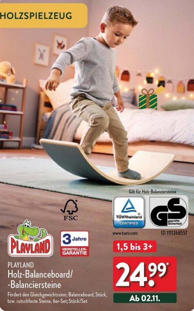 PLAYLAND HolzBalanceboard/Balanciersteine Angebot bei Aldi Nord
