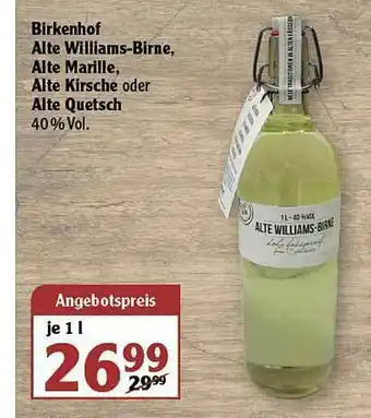 Globus Birkenhof Alte Williams-birne Alte Marille Alte Kirsche Oder Alte Quetsch Angebot