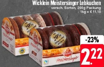 Edeka Wicklein Meistersinger Lebkuchen 200 g Packung Angebot