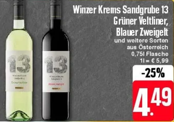 Edeka Winzer Krems Sandgrube 13 Grüner Veltliner, Blauer Zweigelt 0,75 L Flasche Angebot