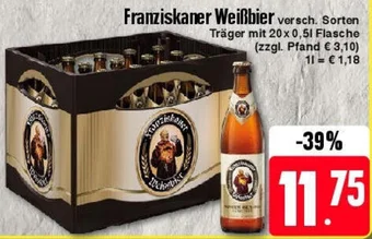 Edeka Franziskaner Weißbier 20x0,5 L Flasche Angebot