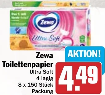 Hit Zewa Toilettenpapier Ultra Soft 8 x 150 Stück Angebot