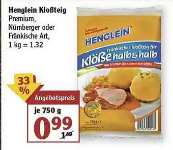 Globus Henglein Kloßteig Angebot