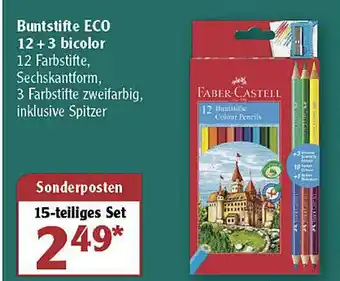 Globus Buntstifte Eco 12+3 Bicolor Angebot