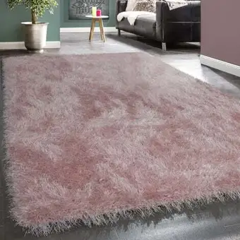 ManoMano Paco home moderner wohnzimmer shaggy hochflor teppich soft garn in uni pastell rosa 140x200 cm Angebot