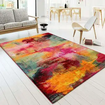 ManoMano Paco home teppich wohnzimmer schlafzimmer jugendzimmer kurzflor modern vintage bunt abstrakte muster 80x150 cm, bunt Angebot