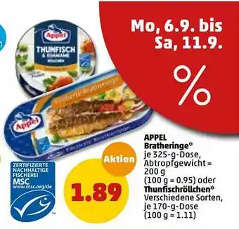 PENNY Appel Bratheringe Oder Thunfischröllchen Angebot