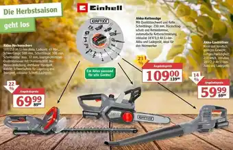 Globus Einhell Akku-heckenschere Oder Akku-kettensäge Oder Akly-laubbläser Angebot