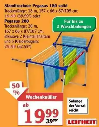 Globus Standtrockner Pegasus 180 Solid Oder Pegasus 200 Leifheit Angebot