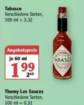 Globus Tabasco Oder Thomy Les Sauces Angebot