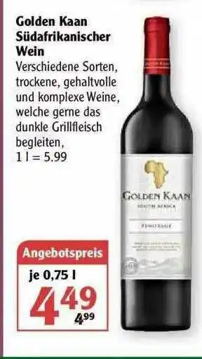 Globus Golden Kaan Südafrikanischer Wein Angebot