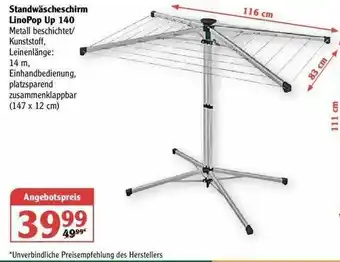 Globus Standwäscheschirm Linopop Up 140 Angebot