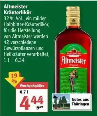 Globus Altmeister Kräuterlikör Angebot