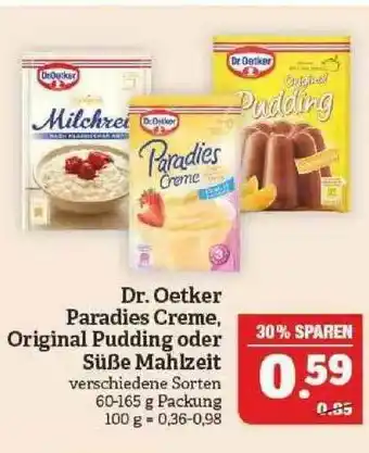 Marktkauf Dr Oetker Paradies Creme, Original Pudding Oder Süße Mahlzeit Angebot