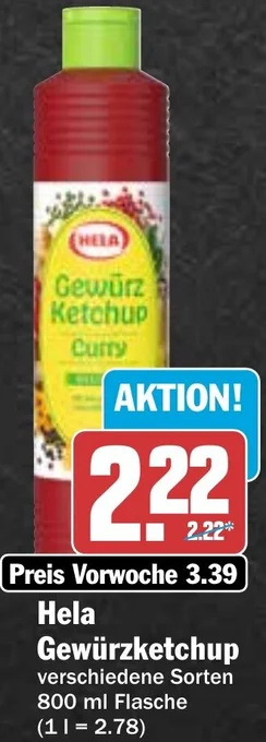 Hit Hela Gewürzketchup 800 ml Flasche Angebot