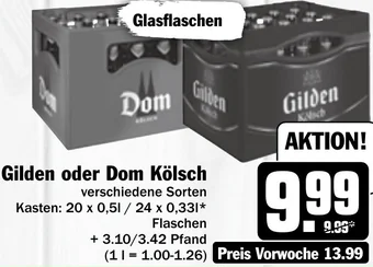 Hit Gilden oder Dom Kölsch 20x0,5/24x0,33 L Flaschen Angebot