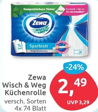 Budni Zewa Wisch & Weg Küchenrolle 4x 74 Blatt Angebot