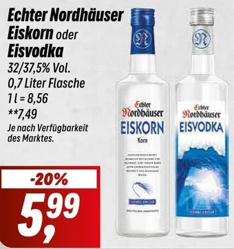 Simmel Echter Nordhäuser Eiskorn oder Eisvodka 0,7 Liter Flasche Angebot