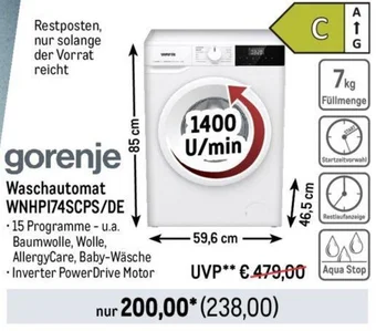 METRO gorenje Waschautomat WNHP174SCPS/DE Angebot