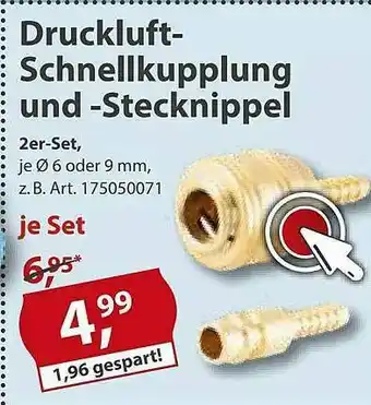 Sonderpreis Baumarkt Drunckluft-schnellkupplung Und -stecknippel Angebot