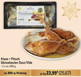 METRO Klaas + Pitsch Gänsekeulen Sous Vide ca. 800-g-Packung Angebot