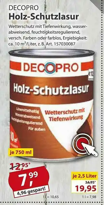 Sonderpreis Baumarkt Decopro Holz-schutzlasur Angebot