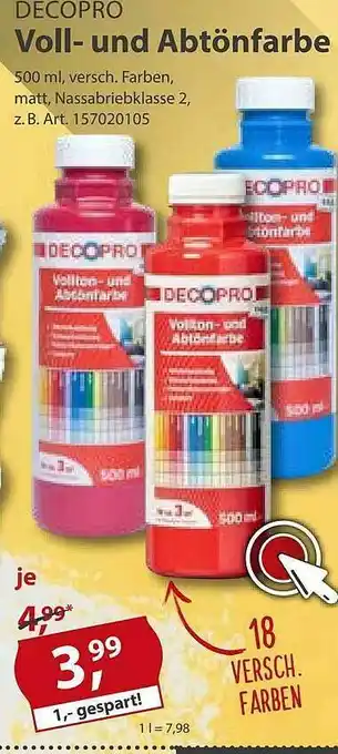 Sonderpreis Baumarkt Decopro Voll- Und Abtönfarbe Angebot