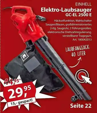 Sonderpreis Baumarkt Einhell Elektro-laubsauger Gc-el 2500 E Angebot