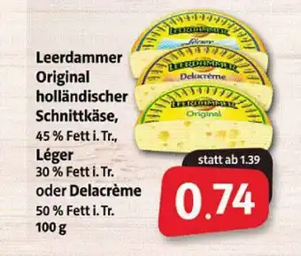 Markant Markt Leerdammer Original Holländischer Schnittkäse, Léger Oder Delacrème Angebot