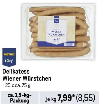 METRO METRO Chef Delikatess Wiener Würstchen ca. 1,5-kg Packung Angebot